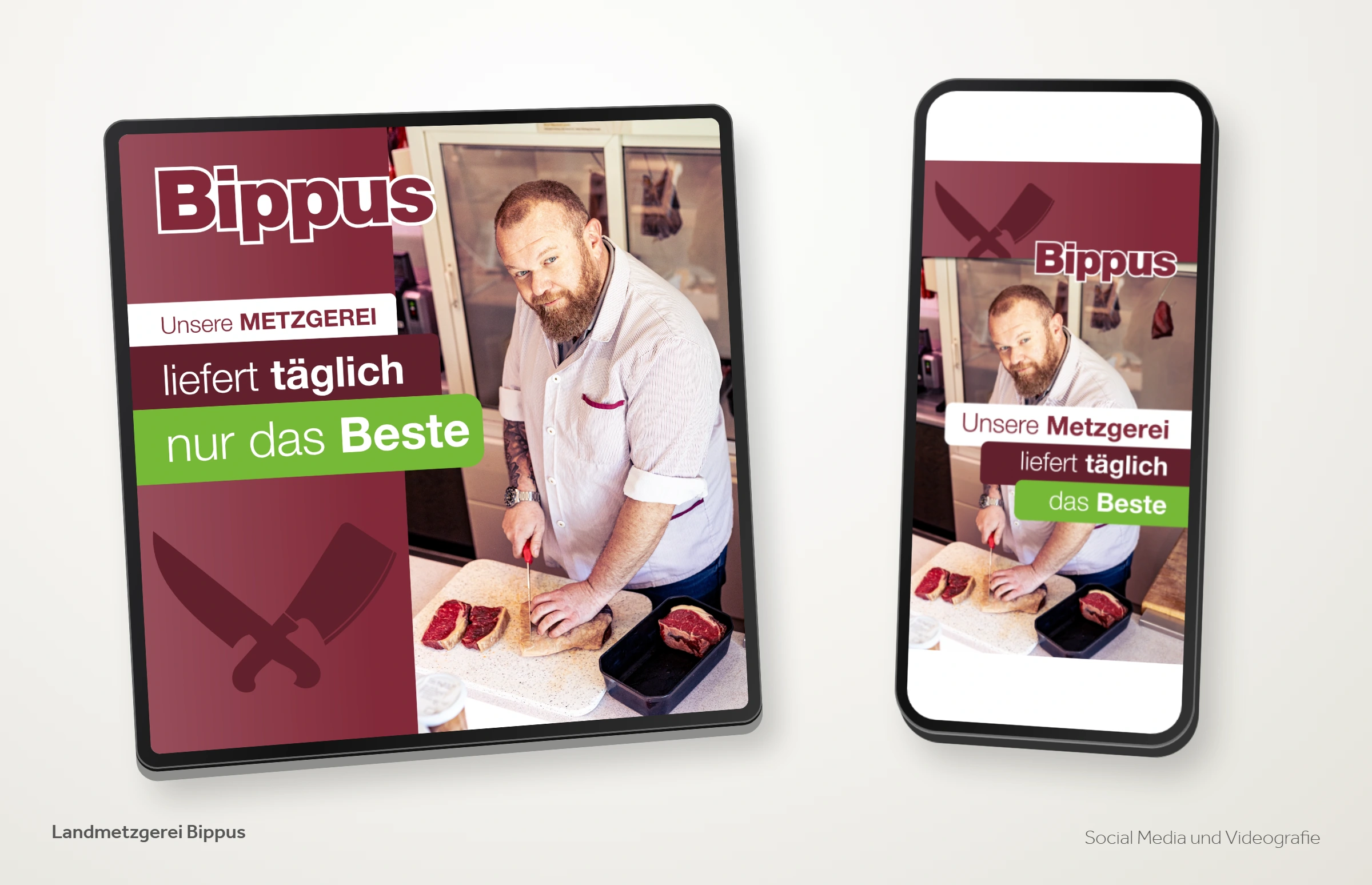 Social-Media-Arbeitsproben für Landmetzgerei Bippus als Motivübersicht.