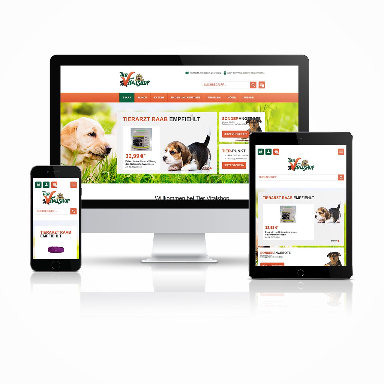 Tiervital Shop mobil und Desktop
