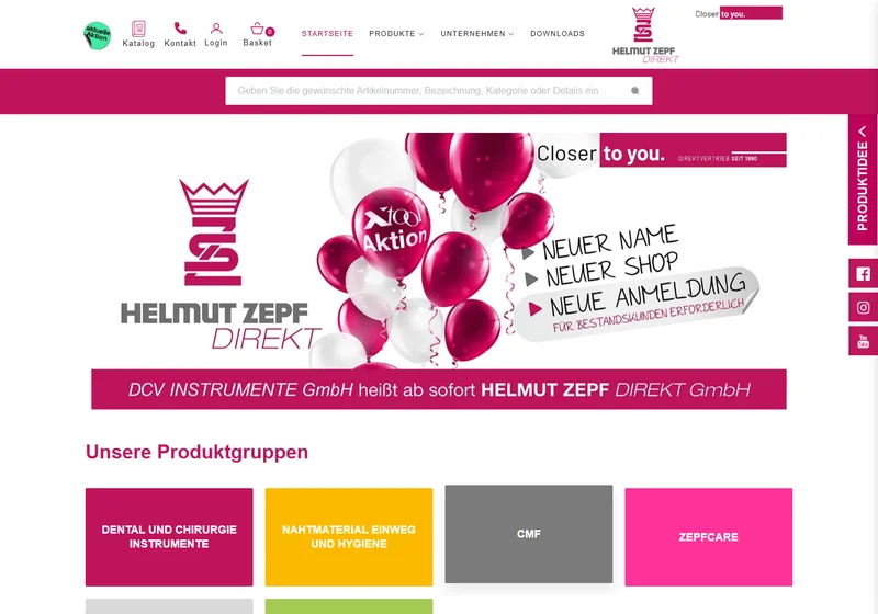 Websiteansicht von Helmut Zepf Direkt