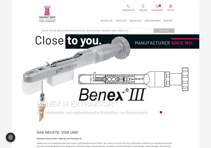Websiteansicht von Zepf Dental